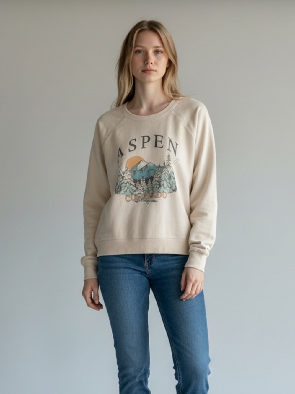 Originality Cream Aspen Colorado Sweatshirt